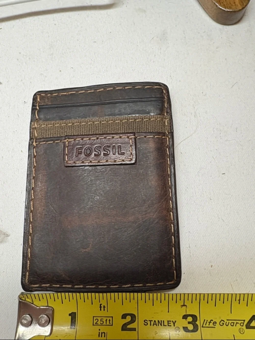 Fossil Brown Leather Magnetic Money Clip Card Holder